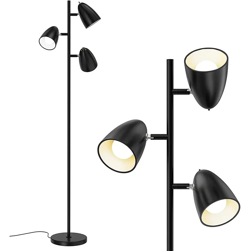 

Floor Lamp 3-Light Reading Tree Light Adjustable Modern Metal Heads Brass Tall LED for Bedroom Office E26 Bulbs Include