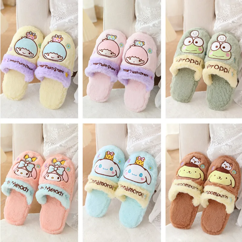 

Новинка Sanrio Kawaii теплые домашние тапочки аниме мультфильм милые плюшевые Baotou домашние хлопковые тапочки подарок оптовая продажа