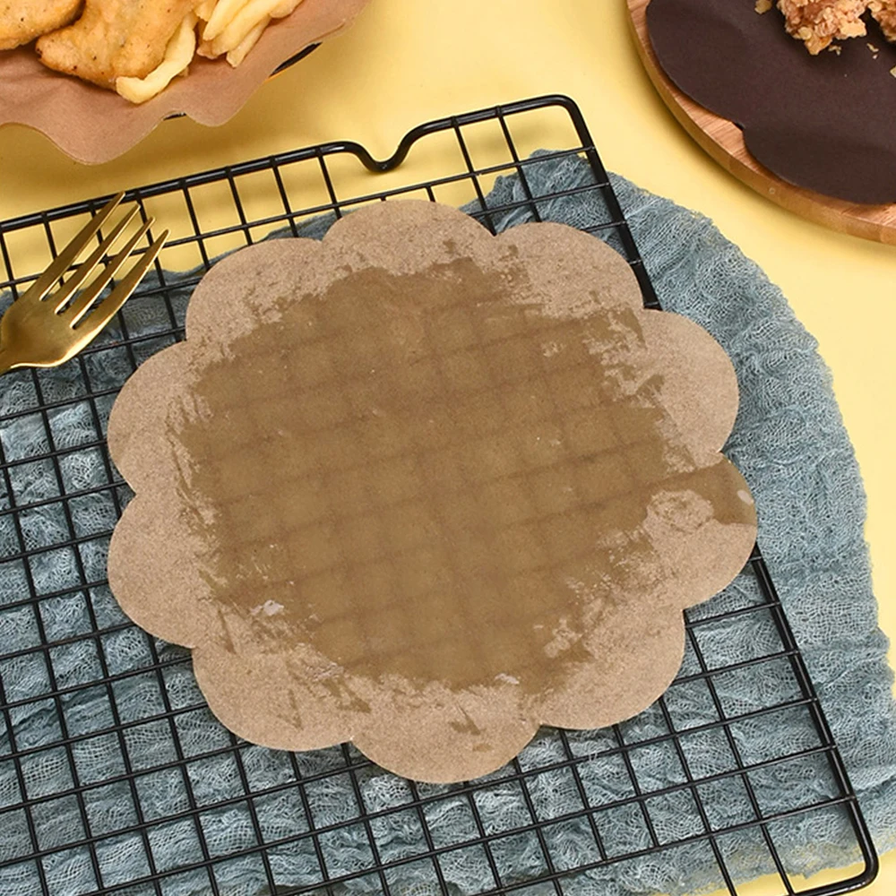 100pcs Lace Baking Paper Oil Proof Wax Paper Waterproof Food Wrapping Cake Pastry Baking Food Decorative Mats Kitchen Tool