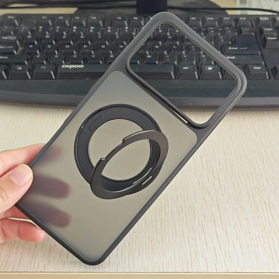 For Honor Shockproof Magnetic Translucent Matte Case with Rotatable Metal Ring Holder