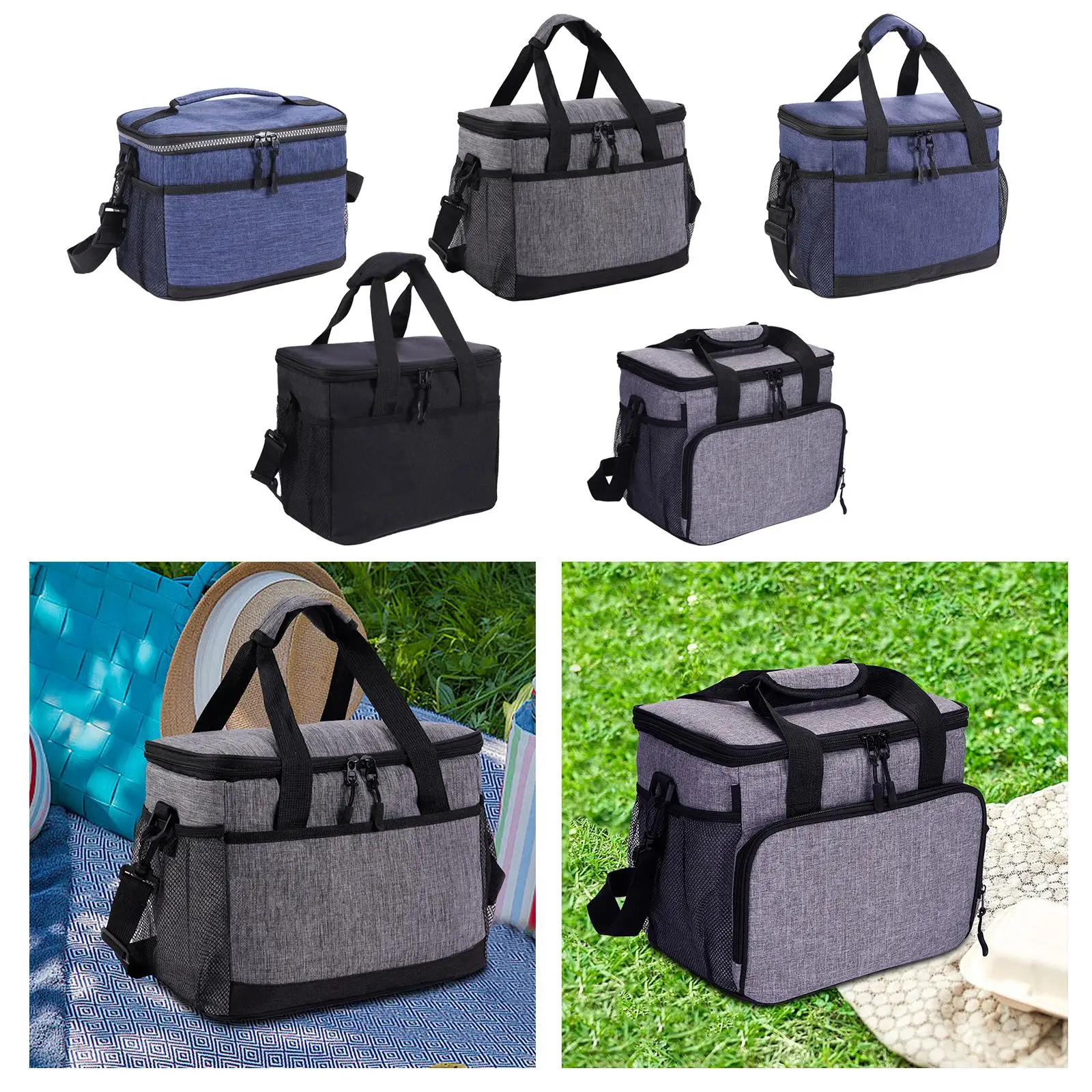 Insulated Cooler Bag with Adjustable Strap Lightweight Leakproof Lunch Box for Fishing Camping Office Park Day Trips Picnic Insulated Cooler Bag with Adjustable Strap Lightweight Leakproof Lunch Box for Fishing Camping Office Park Day Trips Picnic