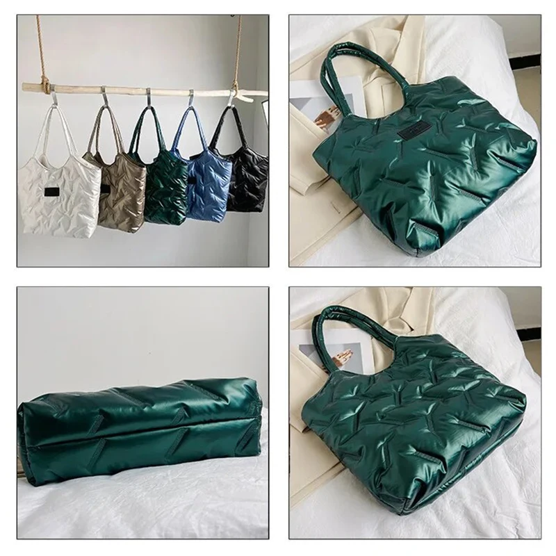 Women's Bags Cotton Filled Tote Bag Commuting Handbag Woman Designer Style Single Shoulder Underarm Bag Senior Large Capacity