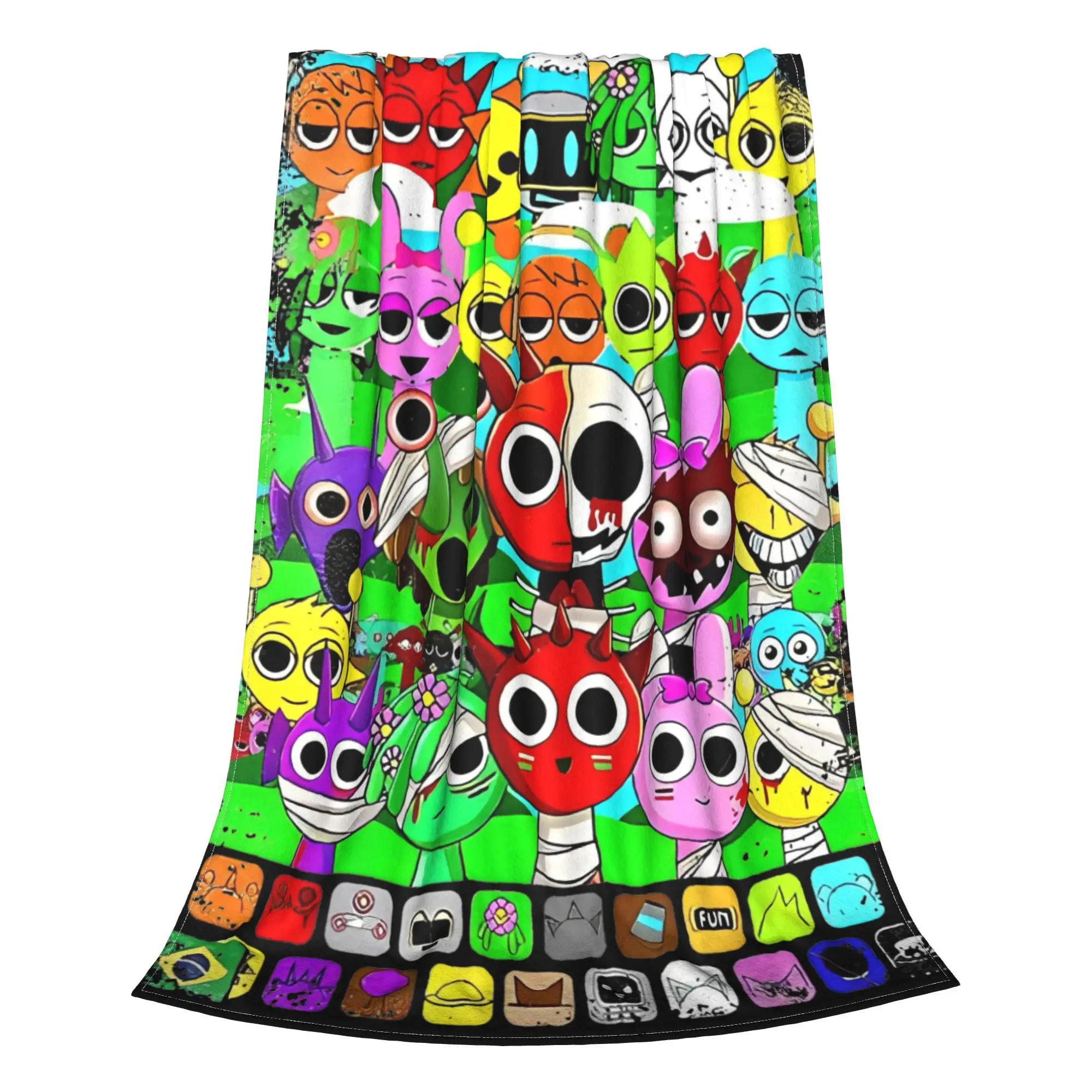 Sprunki Incredibox Music Game Blanket Funny Oren Raddy Wool Throw Blankets Bedspread Printed Soft Warm Breathable Rug Piece 4