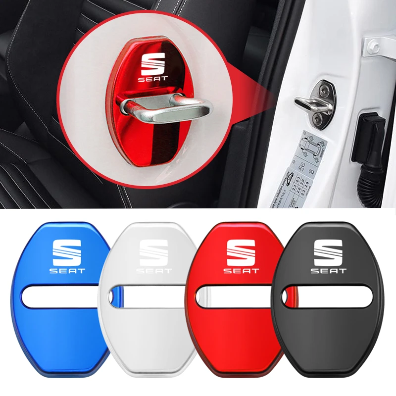 4pcs Car Door Lock Cover Stainless Steel Protection Accessories For