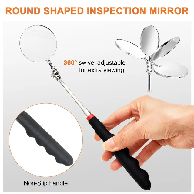 Juego De Herramientas De Recogida Magnética Retráctil De 5 Piezas Con Espejo De Inspeccion Retractil Varilla De Recogida Magnetica Led Enviada Sin Bateria