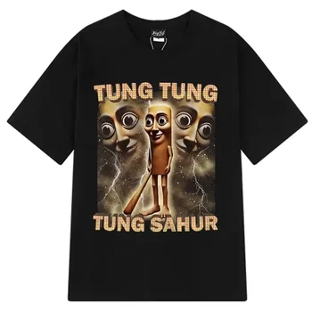 Tung Sahur Graphic Printed T-Shirt Men Summer Casual Loose Fashion Funny Round Neck Short Sleeve Tops Clothing T-shirt Unisex 1