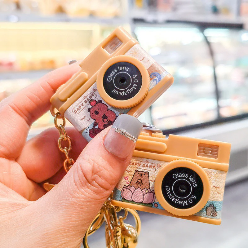 Mini Camera Cartoon Capybara Camera Keychain Creative LED Light