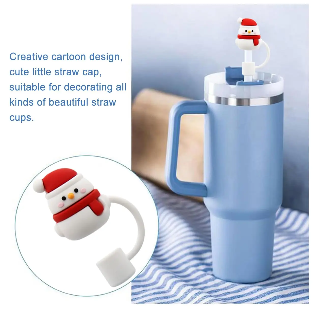 Lot De 6 Capuchons De Paille De Noël à Paillettes Pour Tasse Stanley