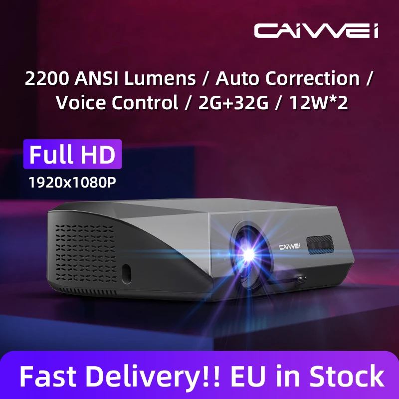 CAIWEI A10Q 4k Android 11 Projector 1080P Full HD Auto Focus High Brightness Wifi 6 2200 Ansi Beam Projectors Smart Home Theater