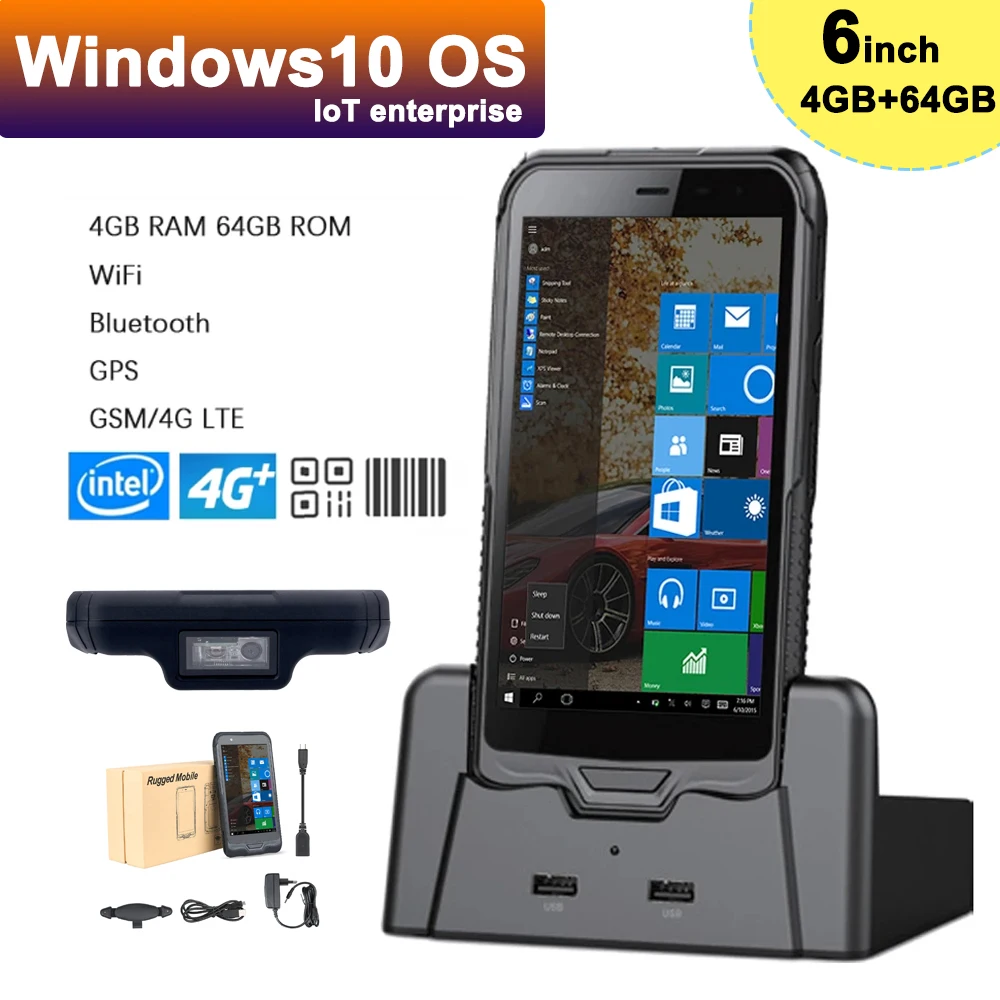 Windows10 Iot Enterprise Os Palmare Pda Win10 Data Collector Terminale Robusto Con Scanner Di Codici A Barre 2D Nfc 4Gb 64Gb Pistola Mobile
