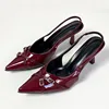 Fashion Pointed Toe Footwear Pumps Ladies High Heels Shoes Female Slingbacks Women Medium Heels Shoes Sandals Big Size 43 3