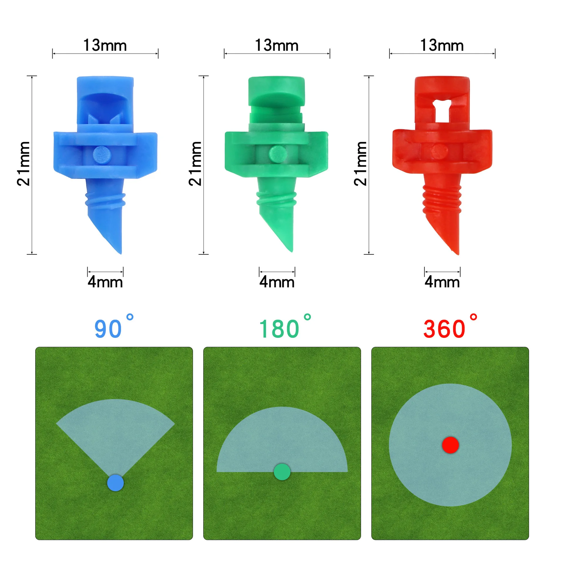 

50 шт., рефракционные спринклеры, 90 °, 180 °, 360 °