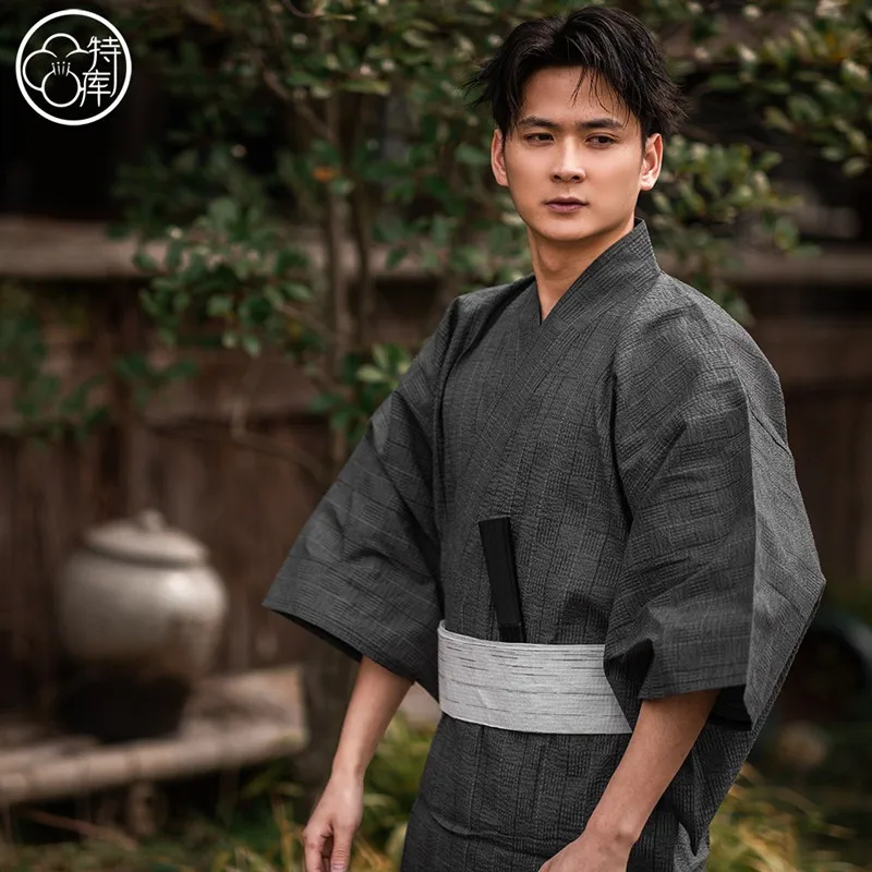 Nightgown For Men Stripe Cotton Pyjamas And Kimono Robe Men's Nightdress  Spring And Summer Autumn Japanese Kimono