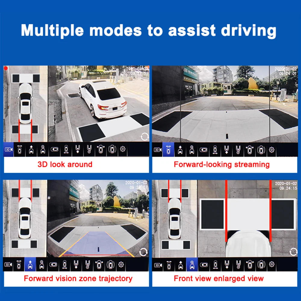 360 Panoramic Camera 360 Degree Camera Smartour AHD 1080P 3D 360 Degree HD Bird View System Cameras Car Parking Surround View 4CH Video Recorder DVR Monitor
