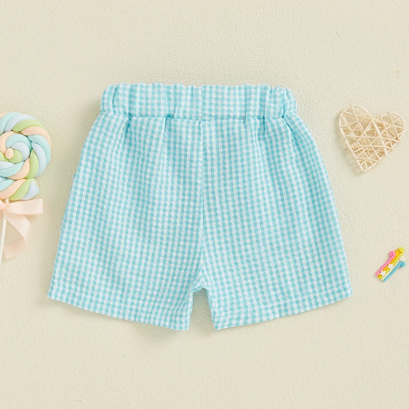 Citgeett Summer Kids Toddler Girl Plaid Print Shorts Casual Bow Elastic Waist Short Pants Clothes