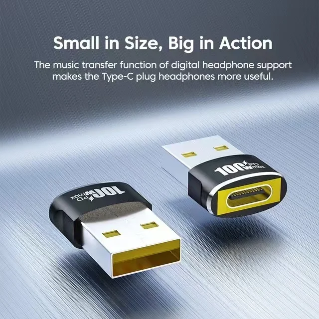 USB to Type C OTG Adapter - PD100W Fast Charging Connector (1/2/5 Pack)