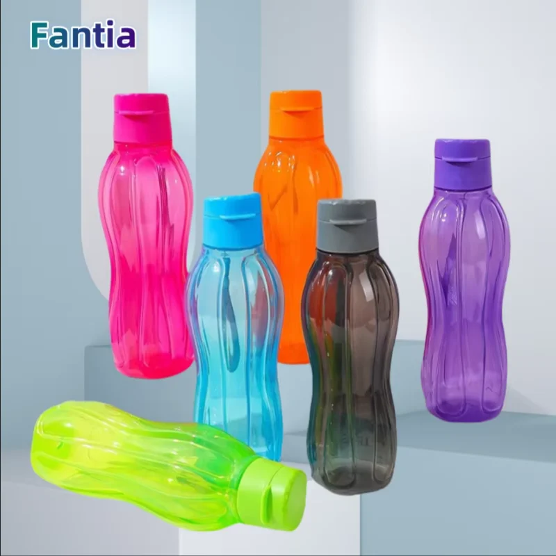 Large Capacity Portable Outdoor Sports Water Bottle - Solid Color Plastic Drinkware Cup