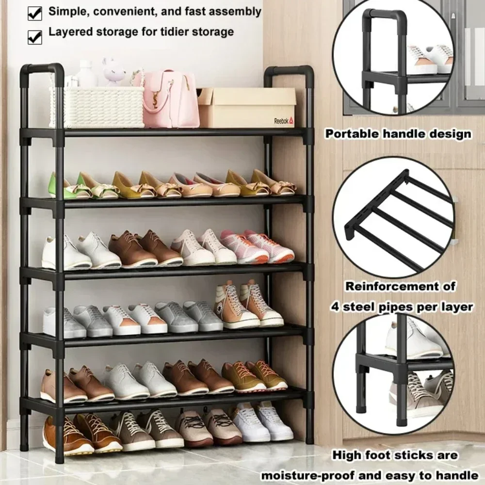 Shoe Rack Multilayer Metal Housing Entrance Rental Shelf Space Saving For Living Room And Dormitory