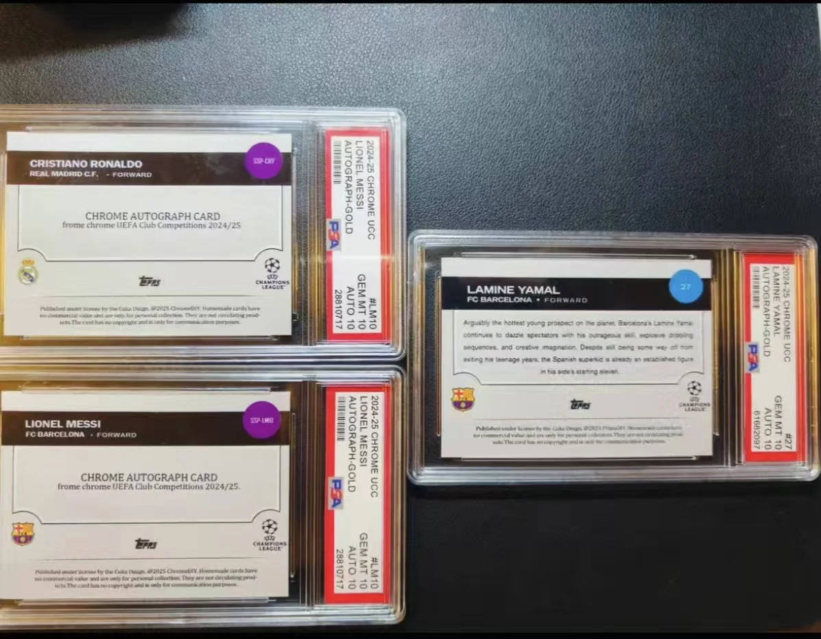 수제 카드 챔피언스 리그 메시 야말 바르셀로나 스타 카드 메시 시그니처 캐릭터 주변기기 컬렉션 카드 선물