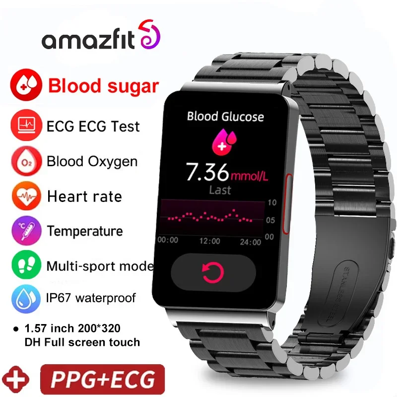 

2023 AMAZFIT Blood Sugar Smartwatch For Men ECG+PPG HRV Waterproof Smart Bracelet For Huawei Xiaomi Apple Smart Watch For Women