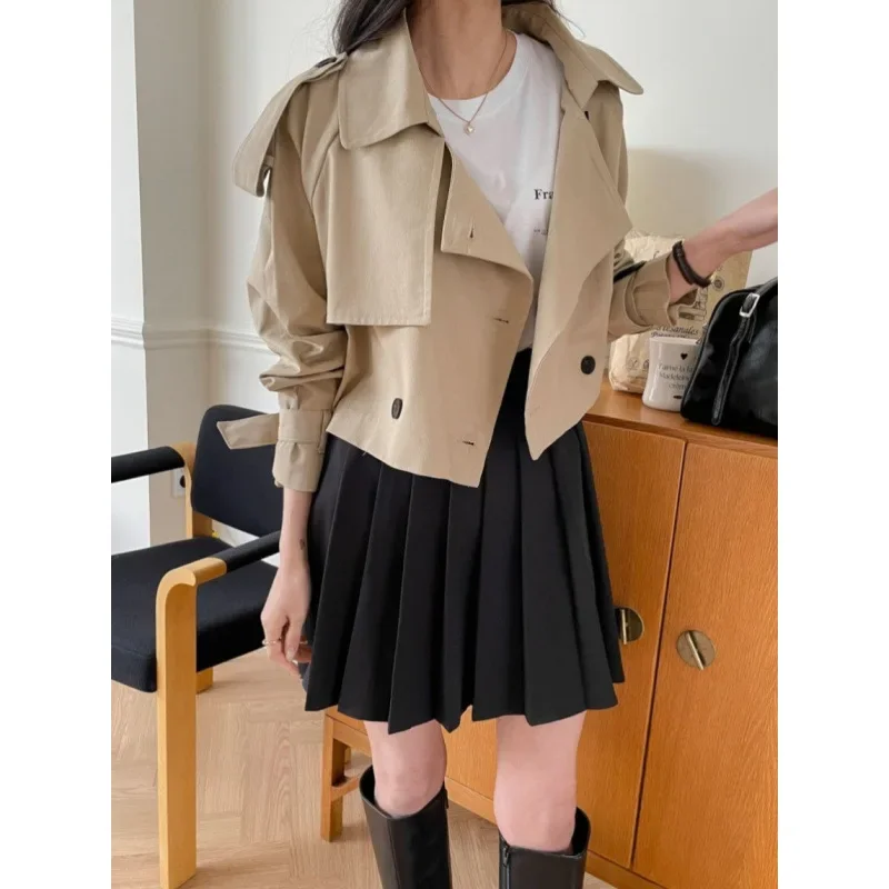 Classic Short Style Korean Autumn Winter Vintage Windbreaker Jacket Children's Clothing Accessories from Mainland China