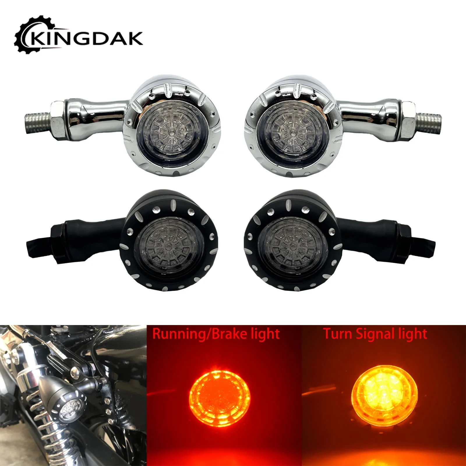 Motorcycle Rear Bullet Turn Signal Light 4 Wires Led Indicator Fit For Harley Softail Iron
