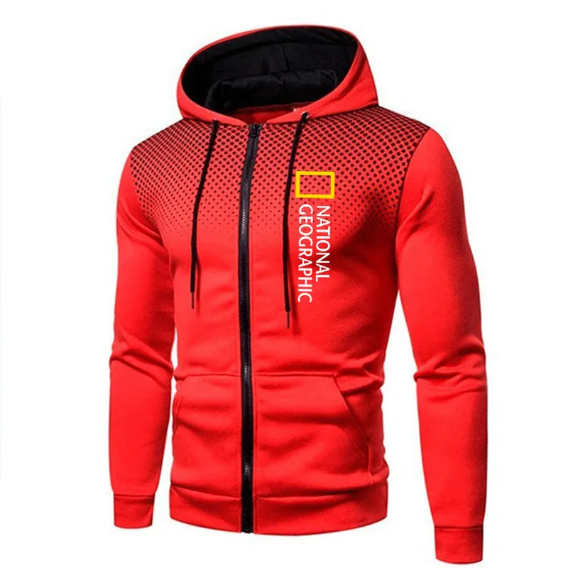 black and white hoodie National Geographic 2022 Casual Fall/Winter New Hip Hop Street Gradient Men's Hooded Men's Fashion Casual Jacket Sweatshirt red hoodie men