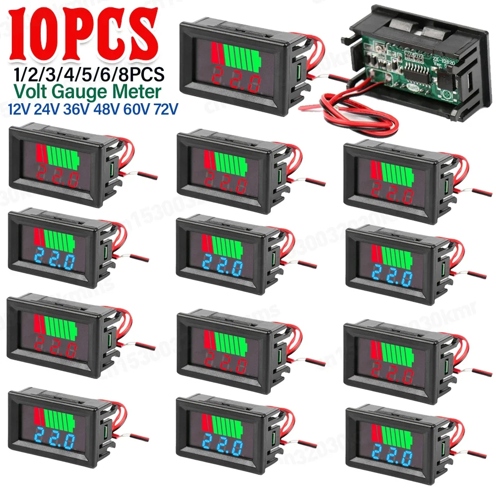 1pc Car Battery Charge Level Indicator 12V 24V 36V 48V 60V 72V Lithium