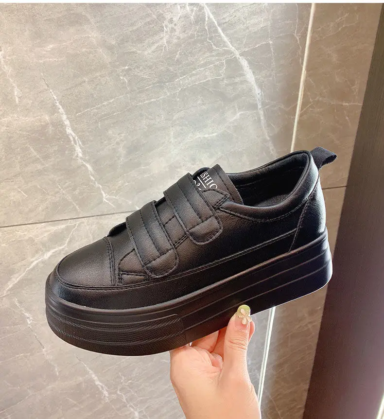 Women's 5cm Leather Wedge Sneakers - true deals club