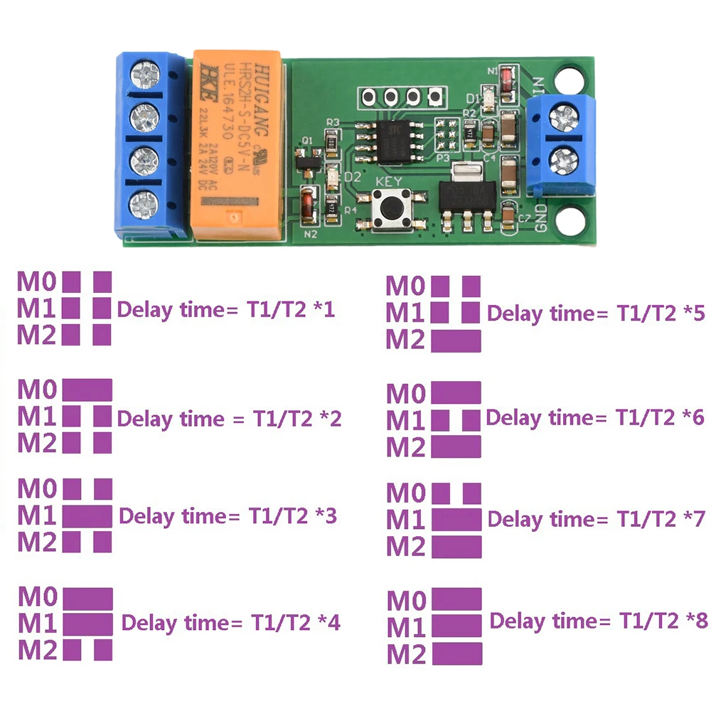 Motor Reverse Polarity Module 1pc Time Adjustable Delay Relay 2A Drive Current Signal Generator DC 5V 6V 9V 12V motor delay relay