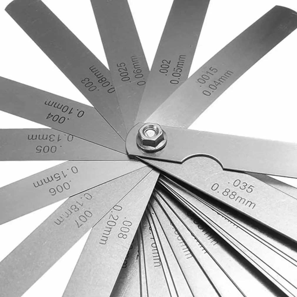 Description Picture 5 of item32 Blades Universal Metric and Imperial Thickness Gage Set Tappet Valve Stainless Steel Feeler Gauges Gap Measuring Tool