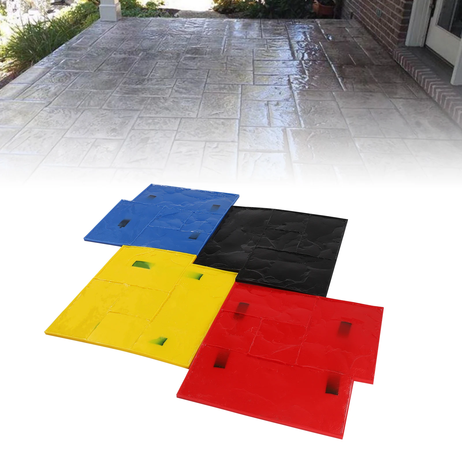 4 Pcs Concrete Texturing Skin Polyurethane Concrete Stamping Mats Set 24"x24" Texture Patterns Stamps For Walls Floors