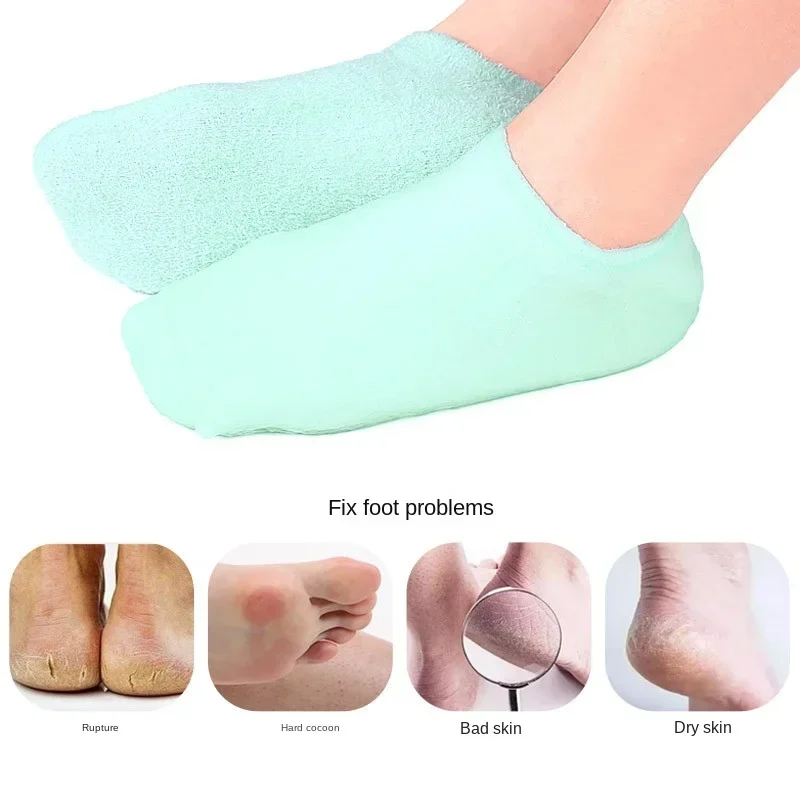

1 Pair Silicone Moisturizing Spa Gel Heel Socks Hand Care Exfoliating And Preventing Dryness Foot Skin Rejuvenation Elastic Sock