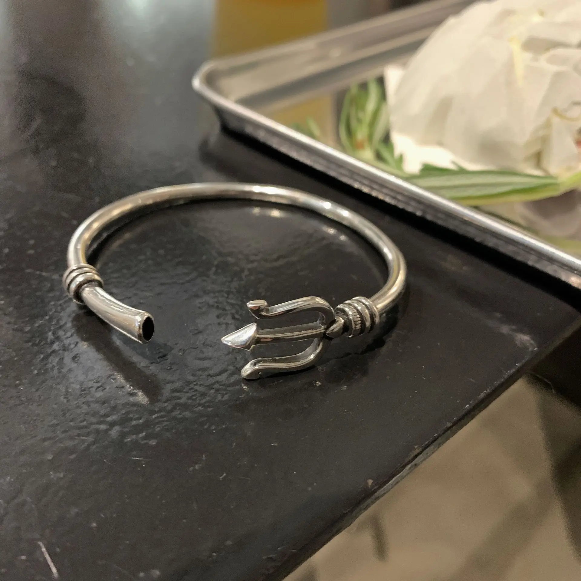 Promotion Poseidon Trident Design Retro Thai Silver Female Bangle Jewelry For Women Christmas Gifts No Fade 5