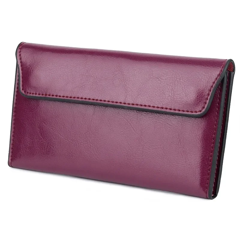 Stylish Women's Wallets with Extra Card Slots and Roomy Capacity Crafted From Cowhide Leather Solid Color Purses for Women