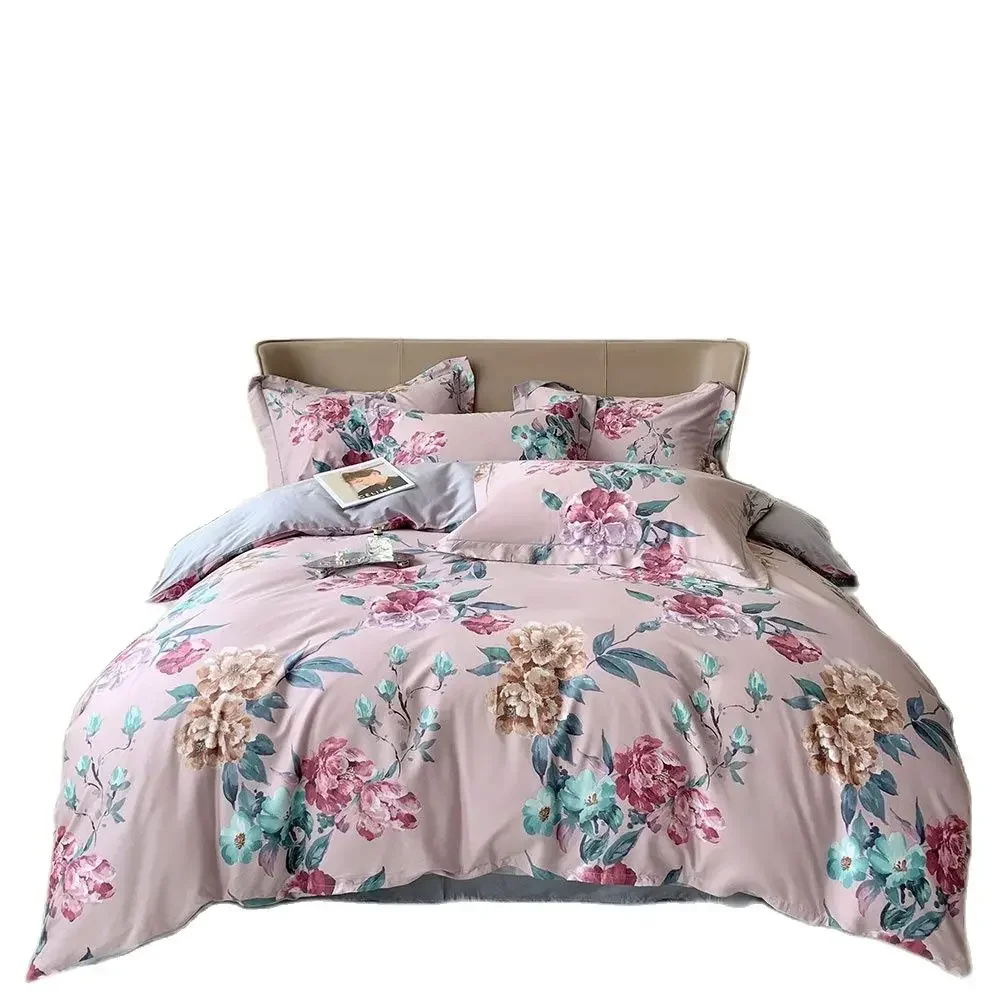 

New Svetanya Pink Flowers Chinese Traditional Egyptian Cotton Bedding Set Set Queen Fitted King Size Sheet Cover Duvet Bedlinens