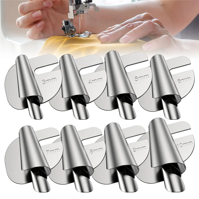 8Pcs Universal Sewing Rolled Hemmer Foot Rolled Seam Presser Foot For Sewing Machine (3-10MM)