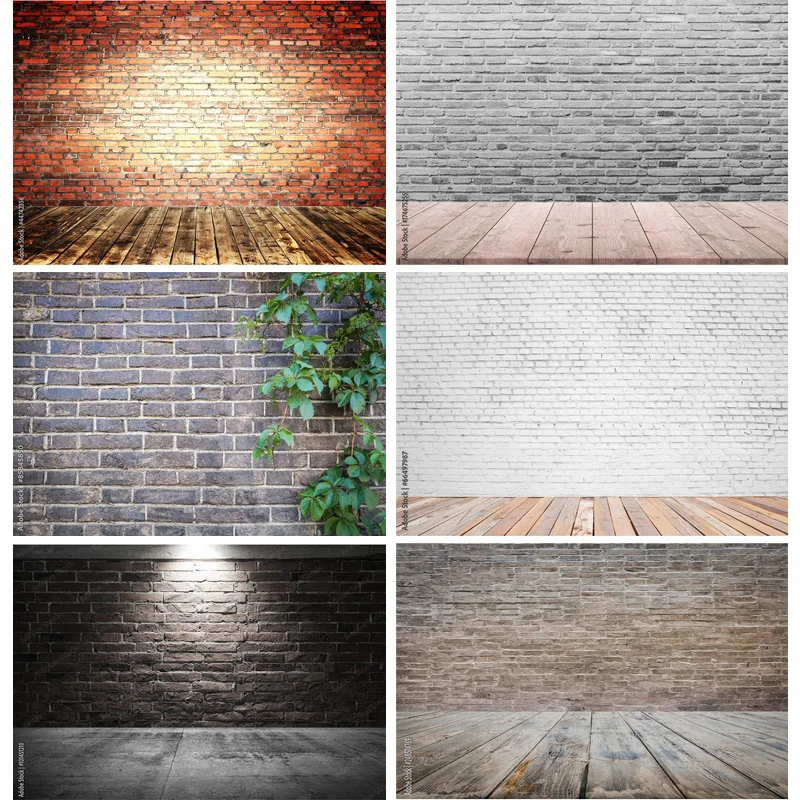 

Art Fabric Vintage Brick Wall Wooden Floor Photography Backdrops Photo Background Studio Prop 211218 ZXX-20