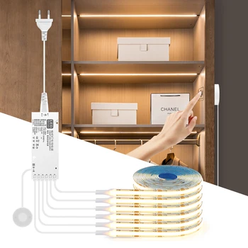 Dimmable LED Cabinet Light COB Strip Kitchen Shelf Pantry Showcase Bedroom Closet Backlight Lamp Hand Touch Motion Sensor Switch 1