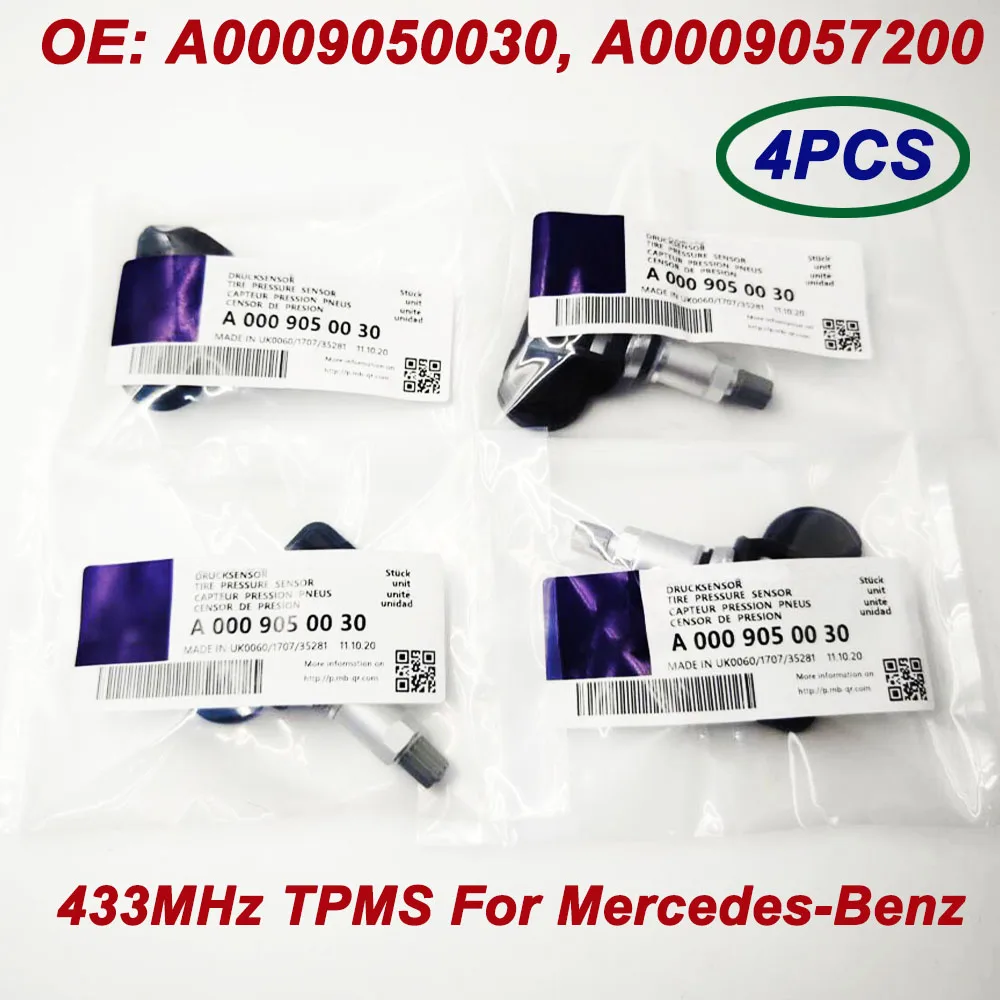 4 шт. 433 МГц TPMS OE A0009050030 A0009057200 0009050030 датчик давления в шинах для Benzz A C E G S Class W205 C205 W212 C253 X166
