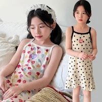 Robes d'été en coton pour filles Robes de mode pour enfants Robes fines à licou pour filles Robes à fleurs pour enfants Robes à pois Plaid D 3