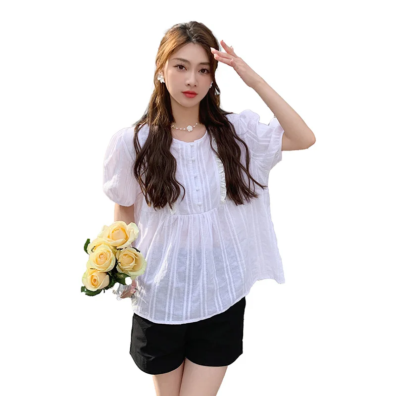 P74111# Pants Suit Loose Denim Tops Women Sets Summer Maternity 2 Pcs Clothing Set