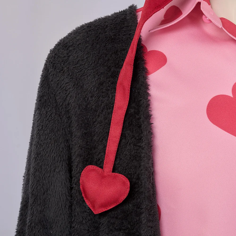 One Piece: Donquixote Rosinante | Black Plush Jacket and Pink Shirt Costume Cosplay 29 Generic Black Plush Jacket and Pink Shirt Costume for Men (Unofficial)