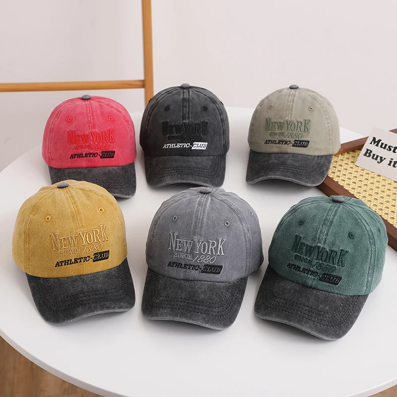 레트로 레터 키즈 야구 모자, 한국 자수 스냅백 모자,  소년 소녀, 조절 가능한 코튼, 어린이 피크 캡