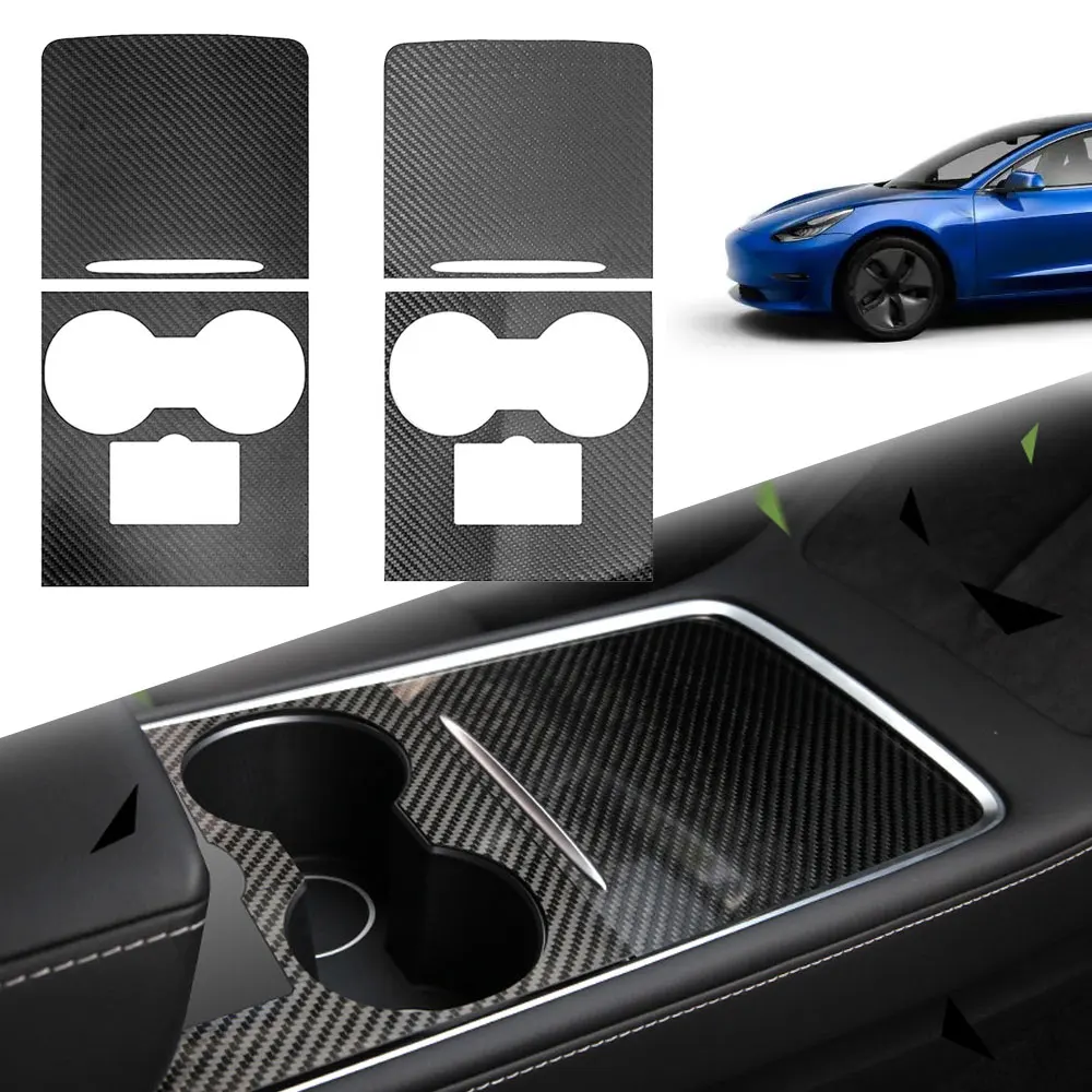 

Carbon Fiber Ultra Thin Center Console Cover Car Central Control Push-pull Console Decor for Tesla Model 3 Y 2021 2022