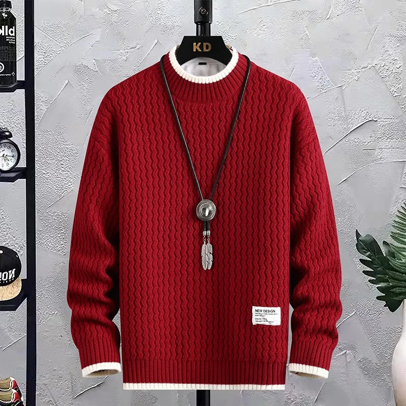 

Stripe Sweaters Men Winter Korean Style Mens Warm Sweater Men Fashion Sweaters Splicing Color Patterns Men's Wool Pullovers Male