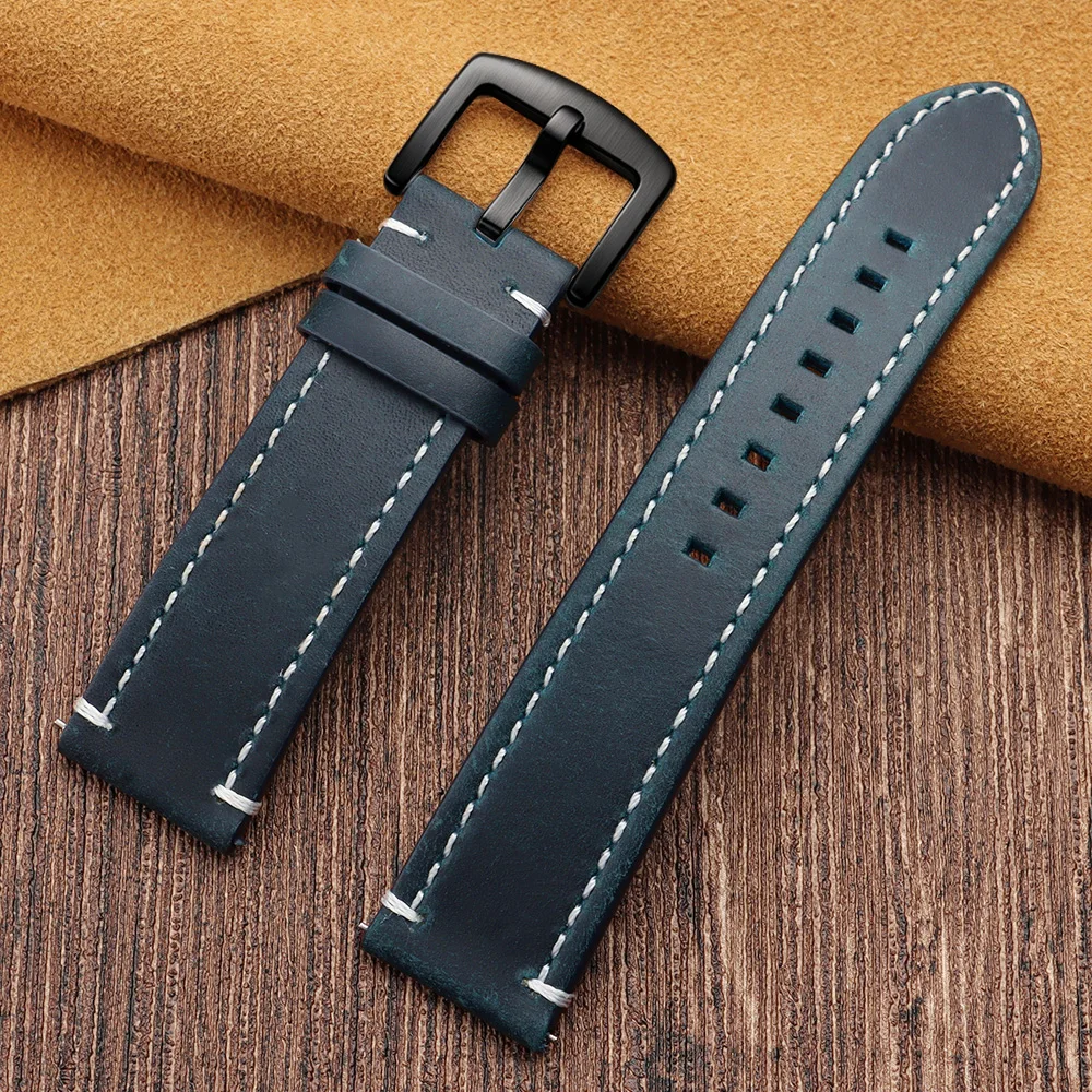 Vintage Stitching Genuine Leather Watchband - Universal Sport Strap with Accessories