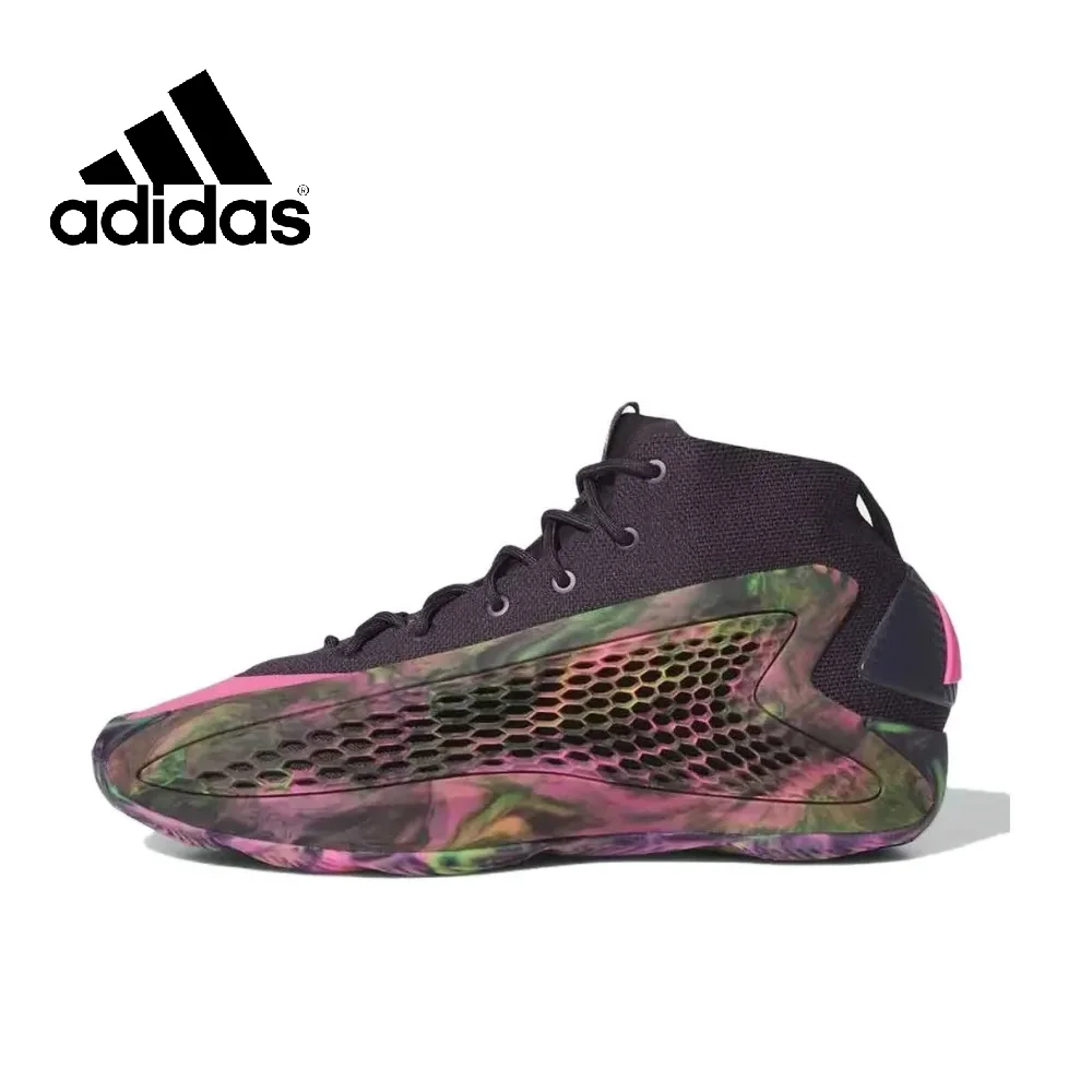 thumbnail image 1 of Zapatillas de baloncesto Adidas AE1 Mid Top, nuevas y resistentes a los impactos y antideslizantes, para hombre, color negro y blanco, 1 of 5