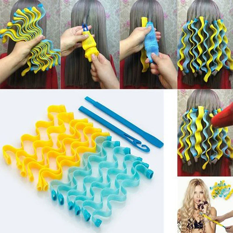 Heatless Curling Rod Headband No Heat Silk Curls Ribbon Hair Rollers Sleeping Soft Headband 12pcs Hair Curlers Styling Tool