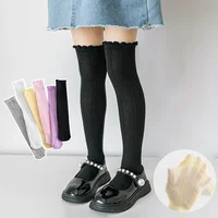 Spring Autumn Thin Breathable Kids Tube Black and White Color Mesh Breathable Socks Student Over Knee Girls Stockings Knees 2